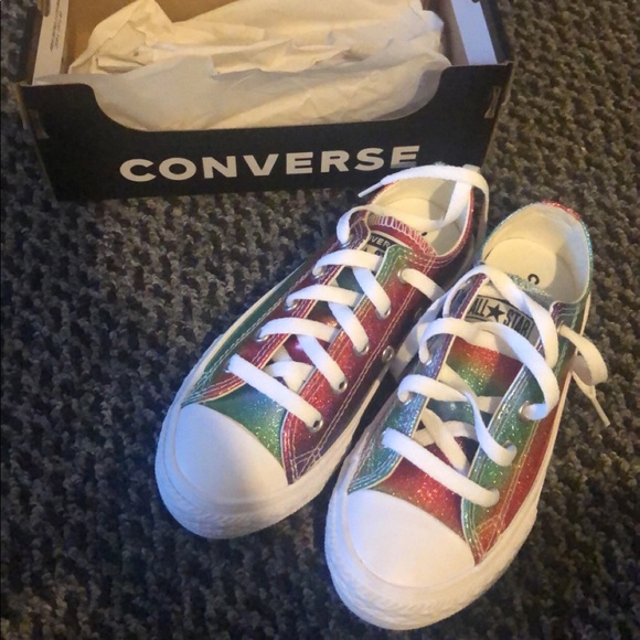 converse chuck taylor all star lo rainbow glitter sneaker